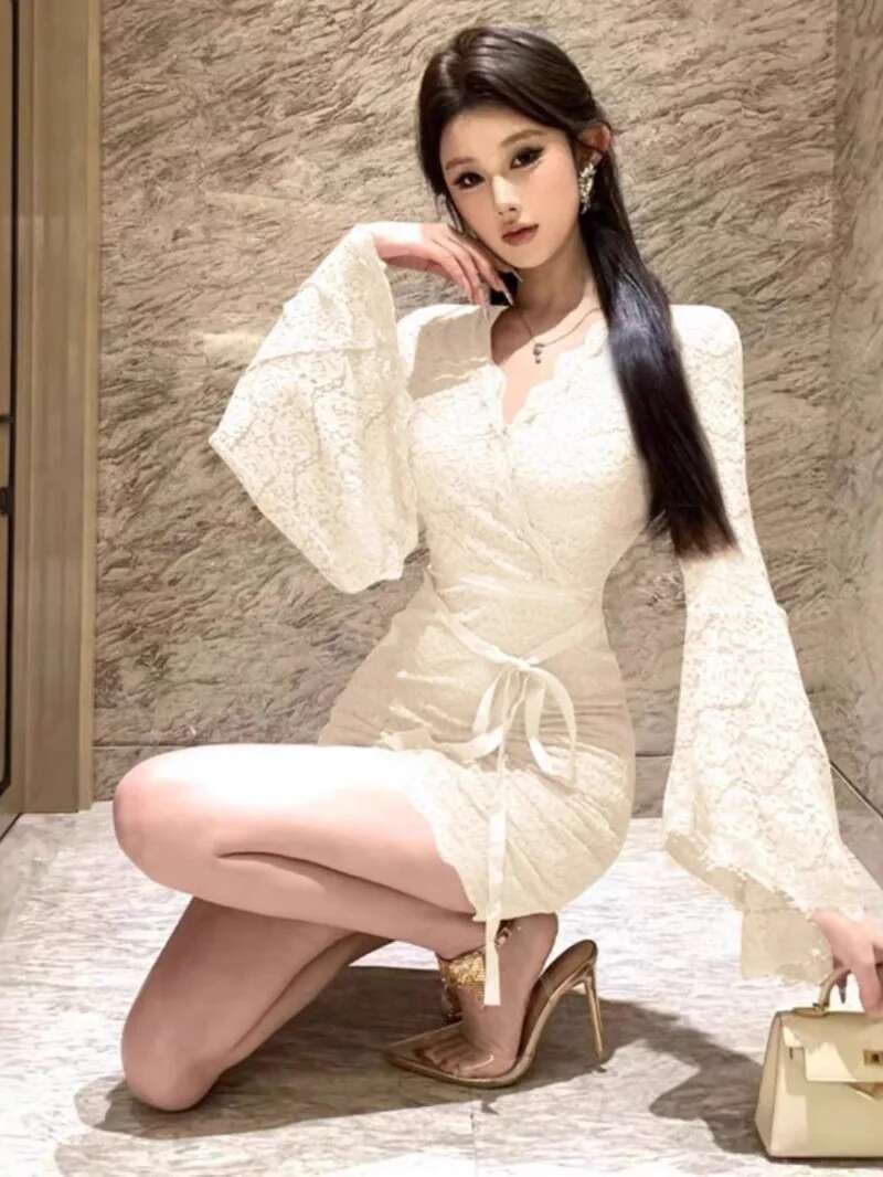 Sexy Lace Bell Sleeve Dress Wo - огляд і ціна Women Fashion Dress Names